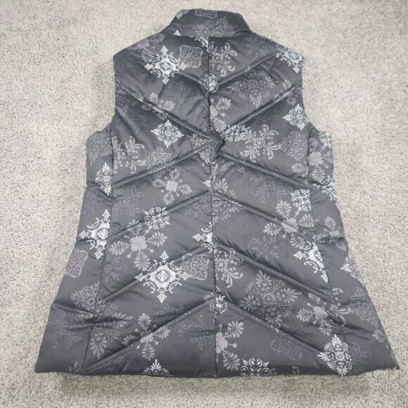 Eddie Bauer Puffer Vest Womens Small Goose Down Quilted Snowflake Print Floral - Picture 13 of 16